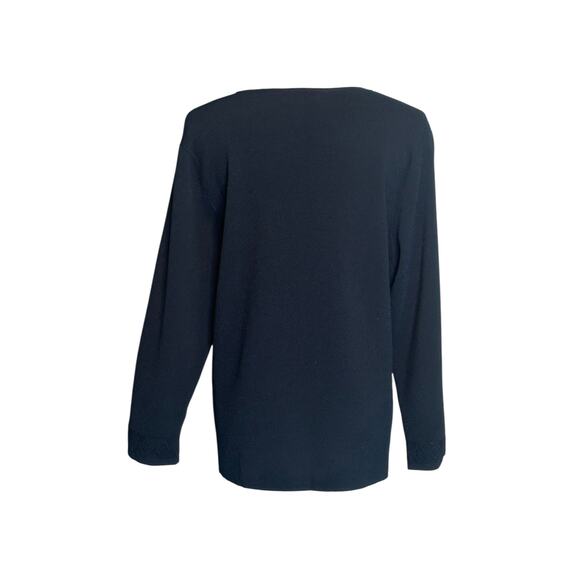 Liz Claiborne navy 3/4 sleeves knit sweater size Large - Picture 2 of 14